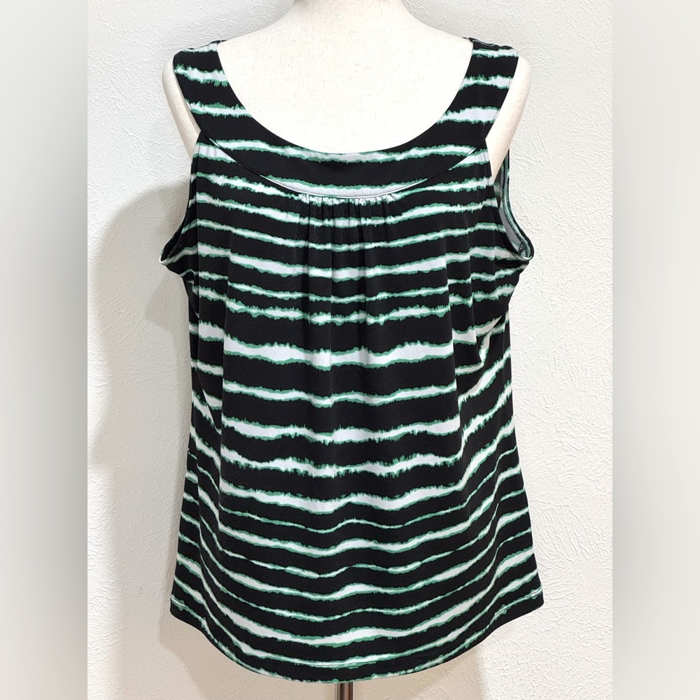 Calvin Klein Navy, Green and White Sleeveless Top